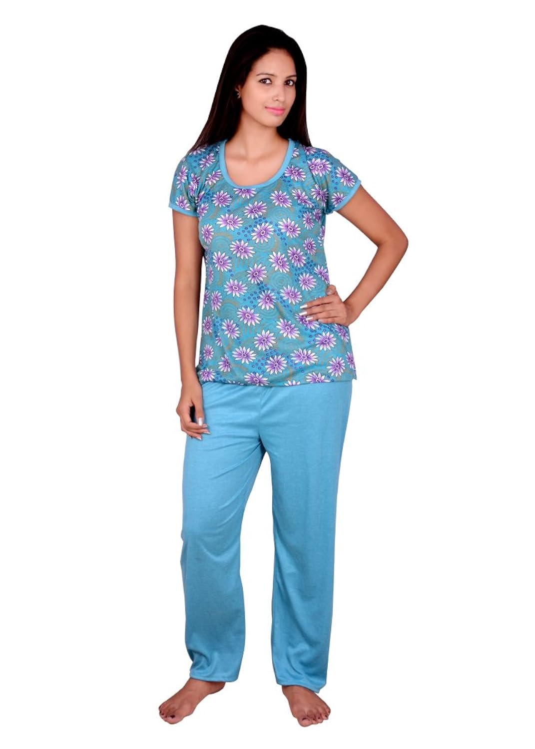 kanika women cotton top & payjama set-blue