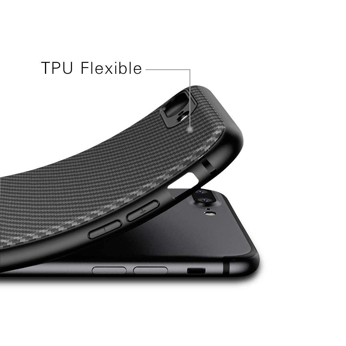 Coque iphone 7 plus, Coque iphone 8 plus,J Jecent [Fibre de Carbone] Silicone TPU Souple Bumper Case Cover de Protection Premium Non Slip Surface Housse Etui [Anti-Choc et Anti-Rayures] Coque pour iPhone 7 plus（2016）/ iphone 8 plus (2017) 5