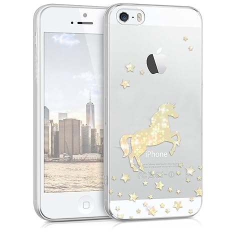 kwmobile Apple iPhone SE / 5 / 5S Hülle - Handyhülle für Apple iPhone SE / 5 / 5S - Handy Case in Gold Transparent