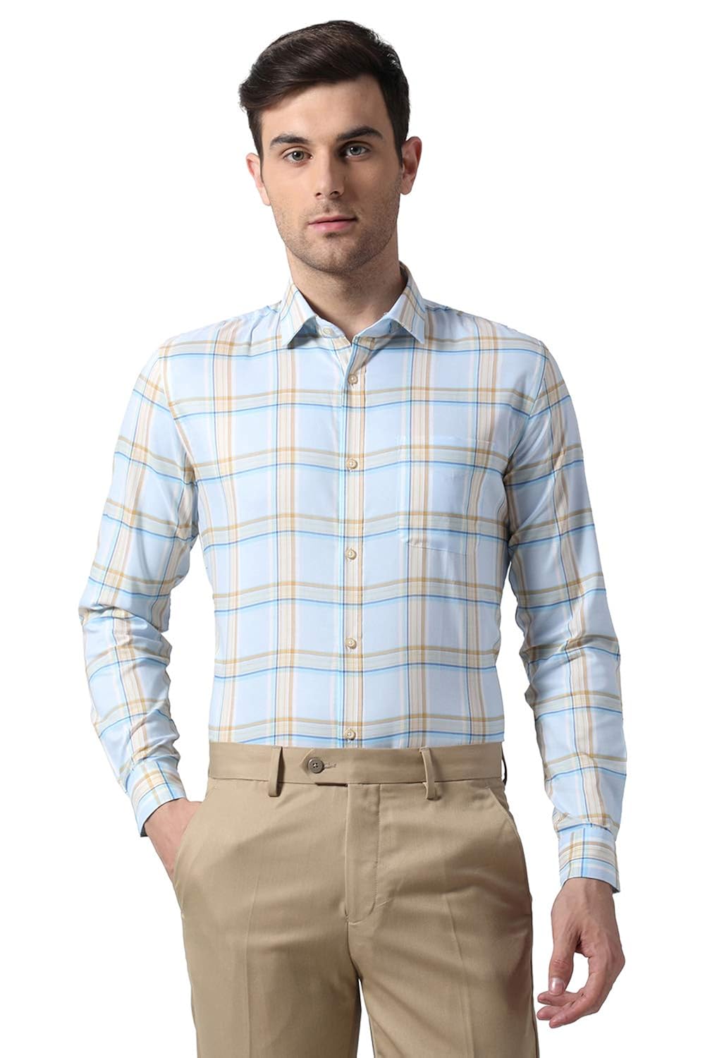 Buy Peter England Men's Checkered Slim fit Formal Shirt at Amazon.in