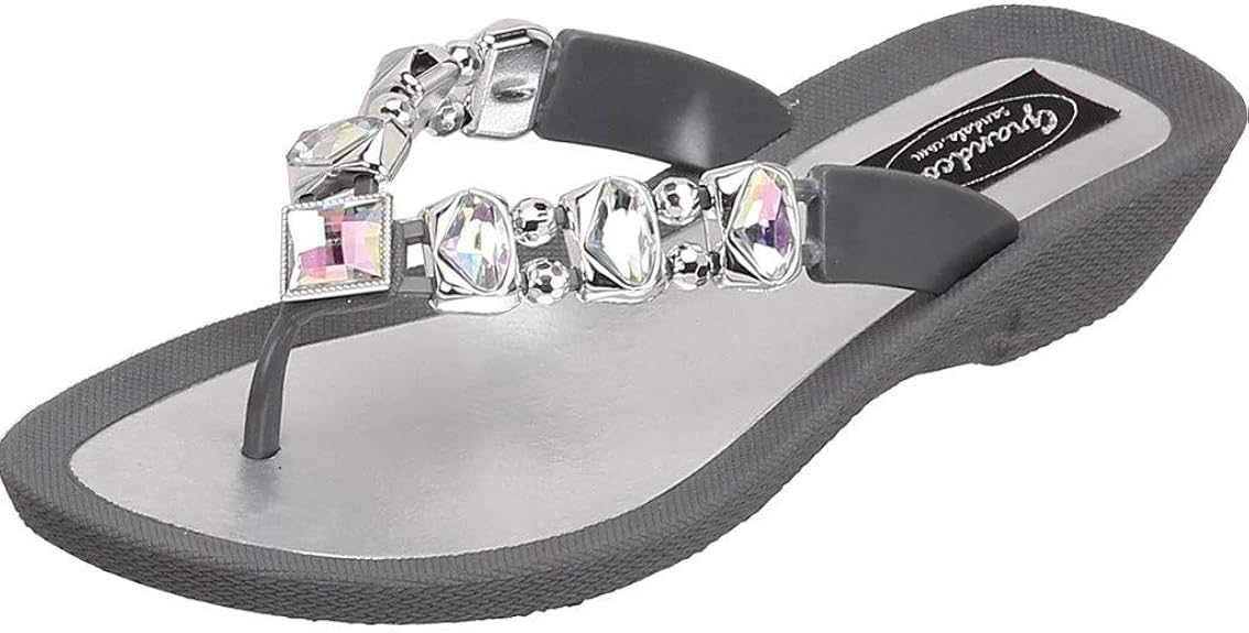 Amazon.com | Grandco Women's Ab Deluxe Jeweled Waterproof Molded Sole Summer Thong Sandals 