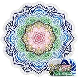 Ricdecor Round Beach Towel Large Mandala Beach Towel Blanket with Tassels Ultra Soft Super Water Absorbent Multi-Purpose Beach Throw 59 inch Across (NO.52)