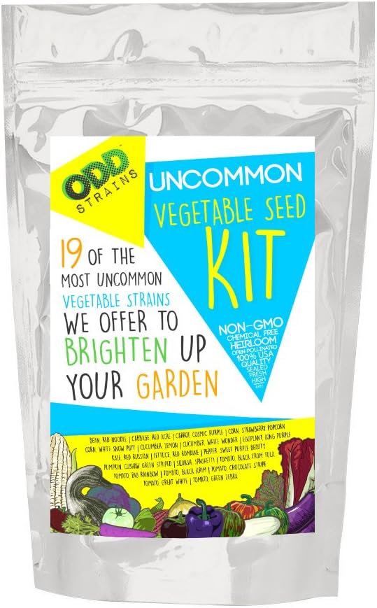 Odd Strains 19 Uncommon Heirloom Vegetable Seed kit NON-GMO Exotic Rare Tomatoes Corn Pumpkin Squash and More!