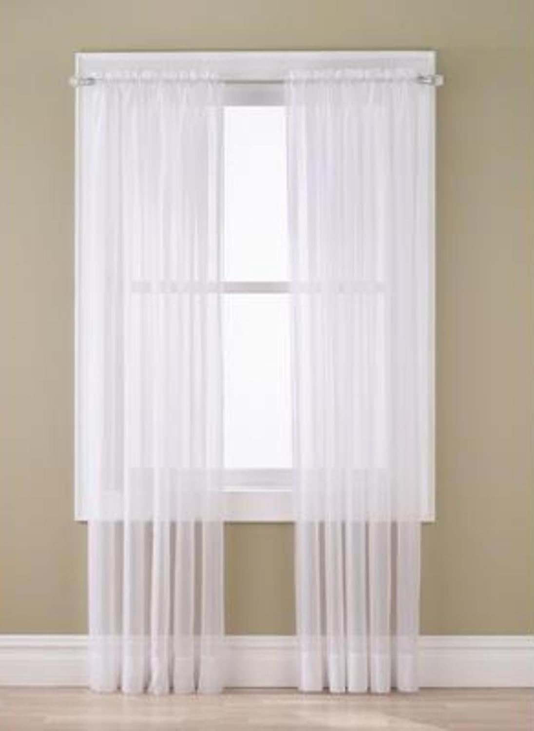 Gorgeous Home 2PC WHITE SOLID SOFT VOILE SHEER WINDOW CURTAIN PANELS DRAPES 54" WIDE X 84" LONG B017E0P4R2