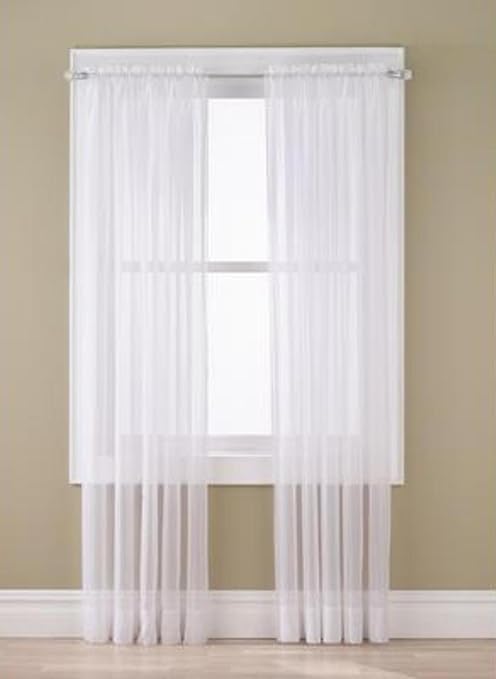 Amazon Com Gorgeous Home 2pc White Solid Soft Voile Sheer Window
