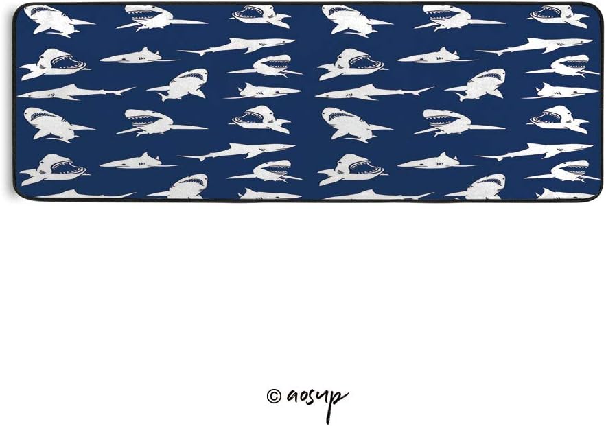 Homenon Bath Carpet Shark Pattern with Various Gestures Have A Bite Danger Humor Nautical Design Dec Floor Runner Area Rugs for Home Dining Living Room Bedroom 72" X 24"