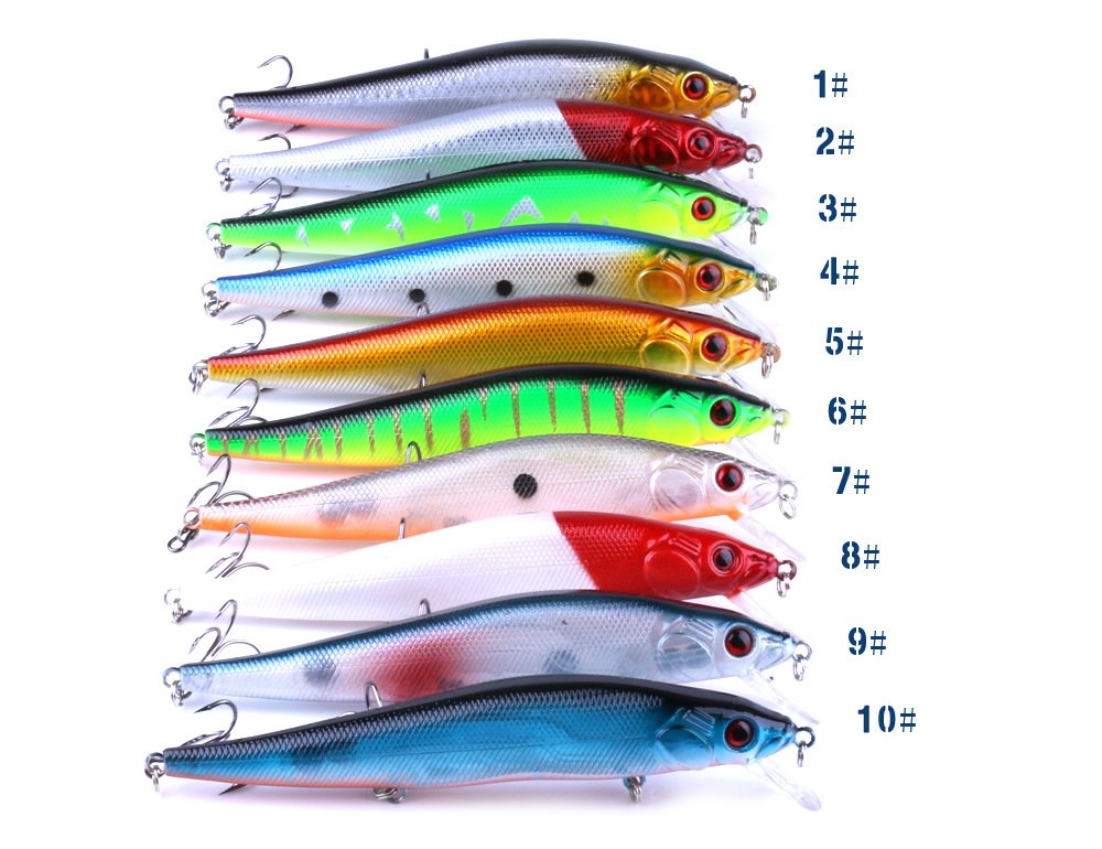 LENPABY 10PCS Saltwater Fishing Lures Inshore Large Hard Bait Minnow Lures with Three Triple Pronged Hooks 4CM 23G