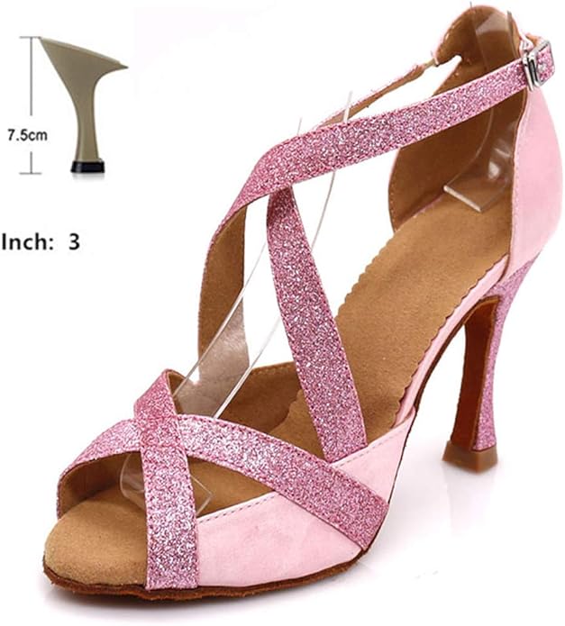 HOAPL Women's Pink Latin Dance Shoes Ballroom Tango Samba Dance Shoes