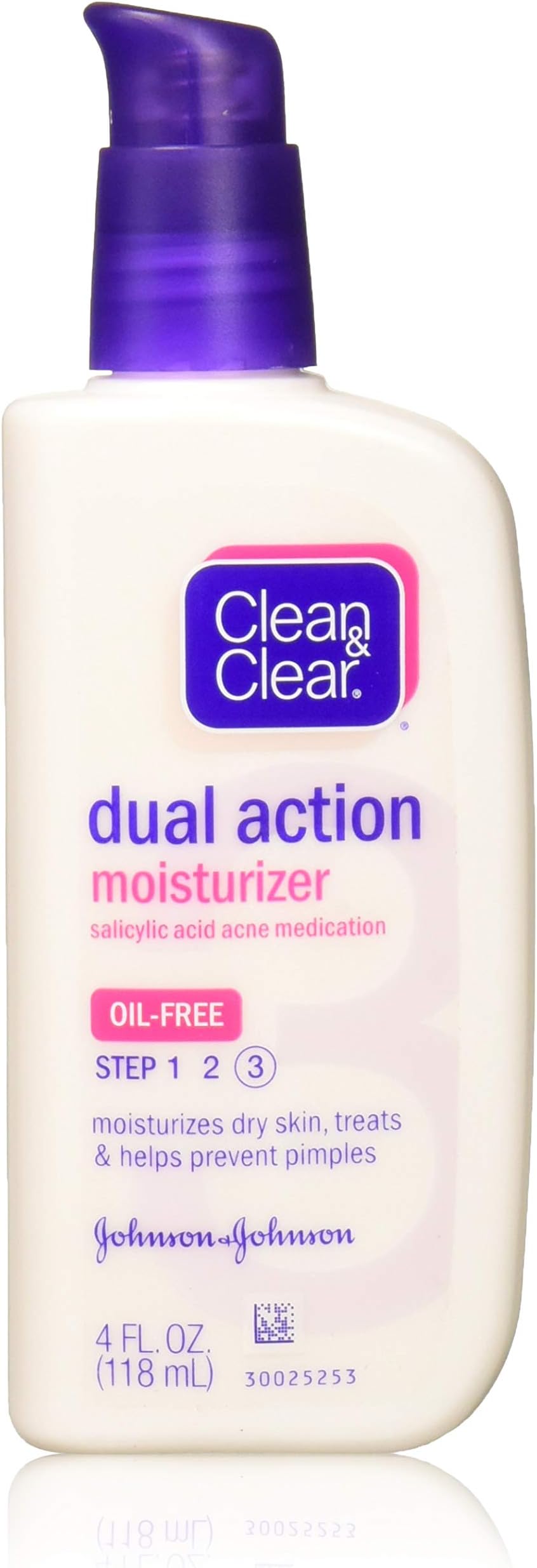 Clean & Clear Essentials Dual Action Facial Moisturizer with Salicylic Acid Acne Medication to Treat Acne and Prevent Pimples, Oil Free Face Moisturizer Cream for Acne-Prone Skin, 4 oz (Pack of 4)