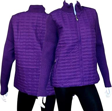 puffer jacket with knit sleeves