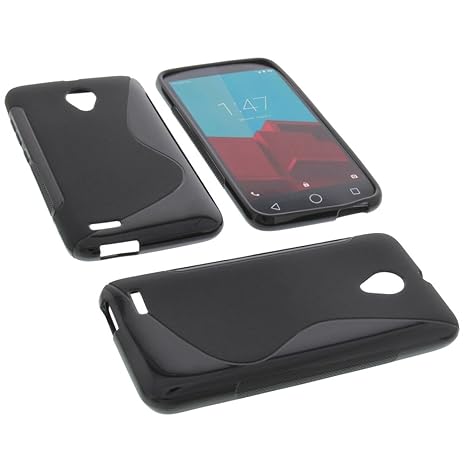 foto-kontor Tasche für Vodafone Smart Prime 6 Welle Gummi TPU Schutz Handytasche schwarz