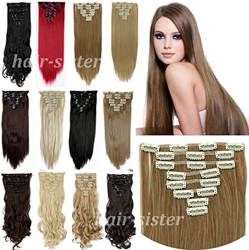 100% Real Natural Full Head Clip in remy Hair Extensions Straight Curly Wavy HT9