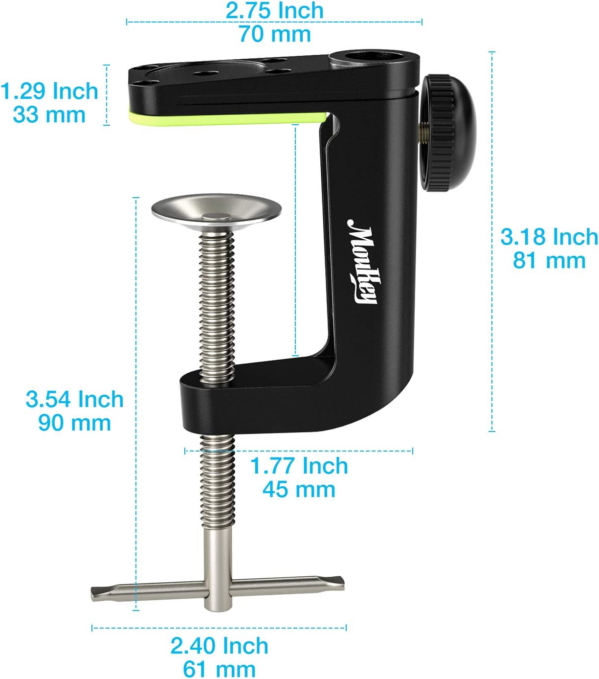 Moukey 1 PCS C Shape Desk Table Mount Clamp For Microphone Mic Suspension Boom Scissor Arm Stand Holder with Adjustable Screw, Fits up to 1.97"/5cm Desktop Thickness: Musical Instruments