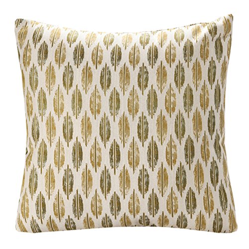 Simple 18-Inch-by-18-Inch Jacquard Leaf Pattern Throw Pillow Cover, Multicolor