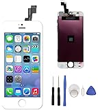 LCD Touch Screen Digitizer Replacement Full Assembly for iPhone 5S With Free Tools Kit (For iPhone 5S White)