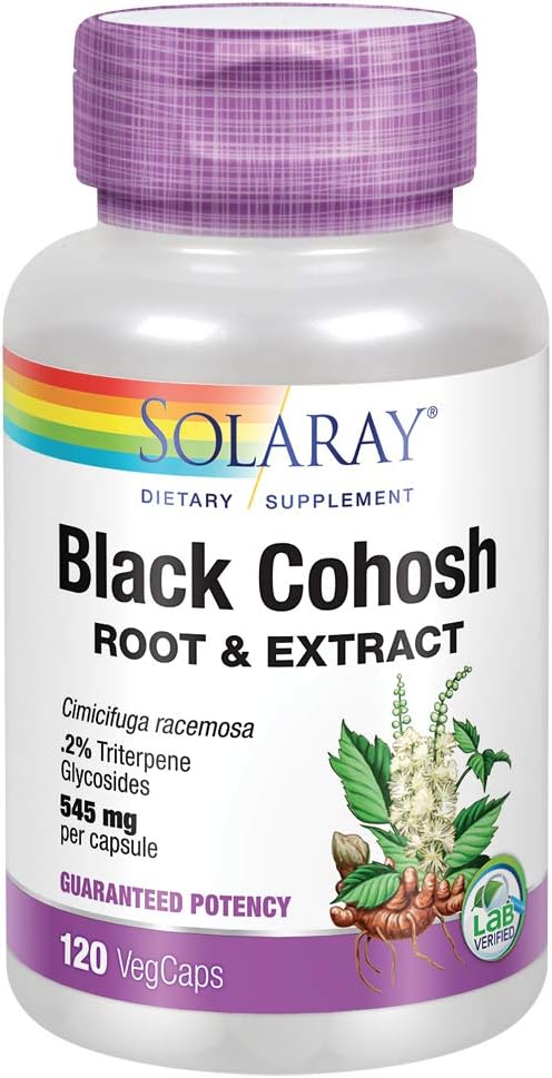 Solaray Black Cohosh Root & Extract 545mg | Womens Health & Menopause Support Supplement | Non-GMO | 120 VegCaps: Health & Personal Care
