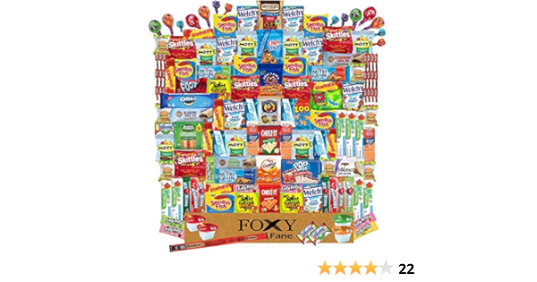 Amazon Com Foxy Fane 120 Count Deluxe Snack Box Ultimate Gift Care Package With Variety Assortment Of Crackers Cookies Candy Chips Other Snacks Bulk Bundle Of Delicious Treats 120