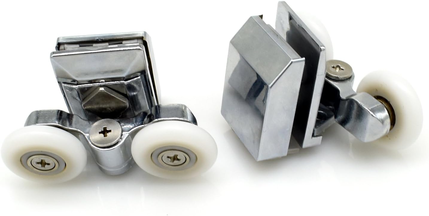 YuanQian Stainless Steel 25mm Shower Door Twin Rollers Runners - Set of 4-Top & Bottom, 18x18x6 cm - Image 5