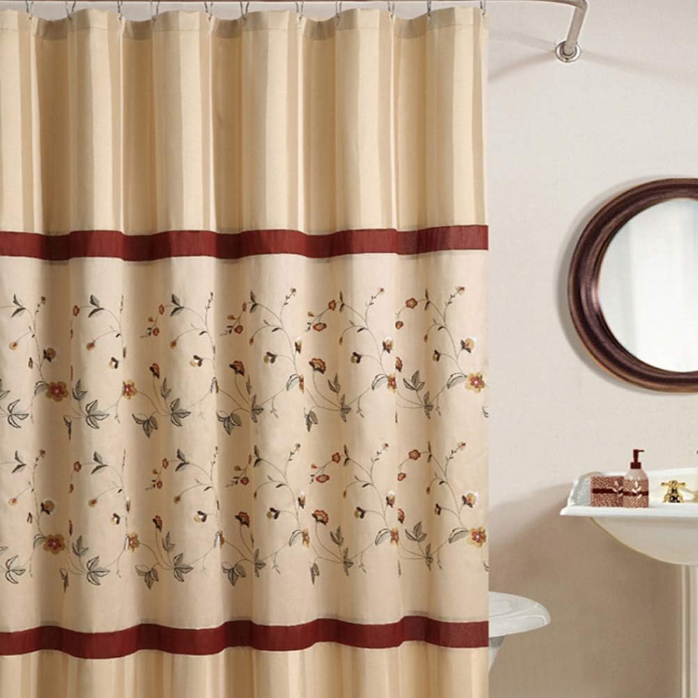 DS BATH Veronica Floral Shower Curtain,Polyester Fabric Shower Curtain,Stripe Shower Curtains for Bathroom,Print Bathroom Curtains,Flower Waterproof Shower Curtain,72" W x 78" H
