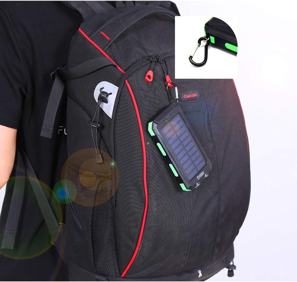 Solar Charger, 20000mAh Solar Power Bank Waterproof Portable Charger External Battery Packs with Dual 2 USB/LED Flashlights Port for iPhone Android Cellphones: Home Audio & Theater