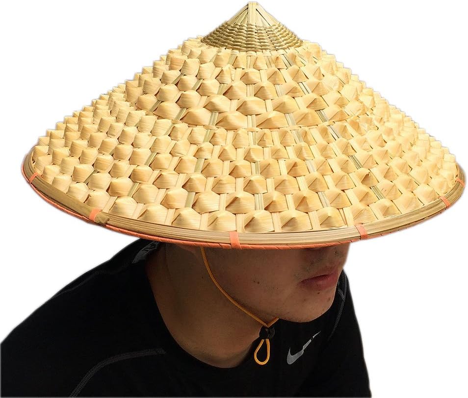 Sunnyhill Chinese Oriental Bamboo Straw Cone Garden Fishing Hat Adult Rice Hat