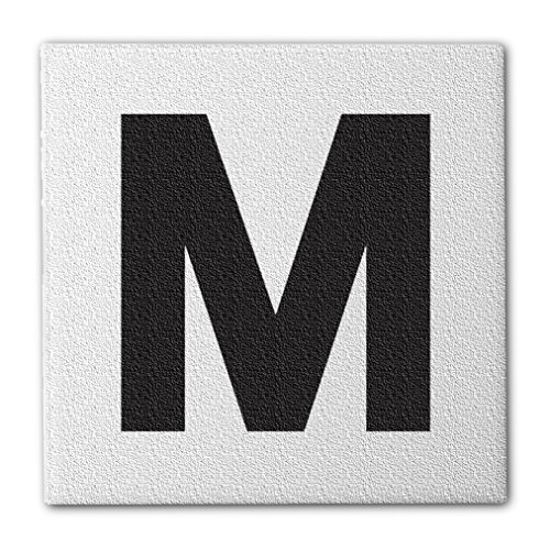 Ceramic Swimming Pool Deck Depth Marker " M " Abrasive Non-Slip Finish, 4 inch Font