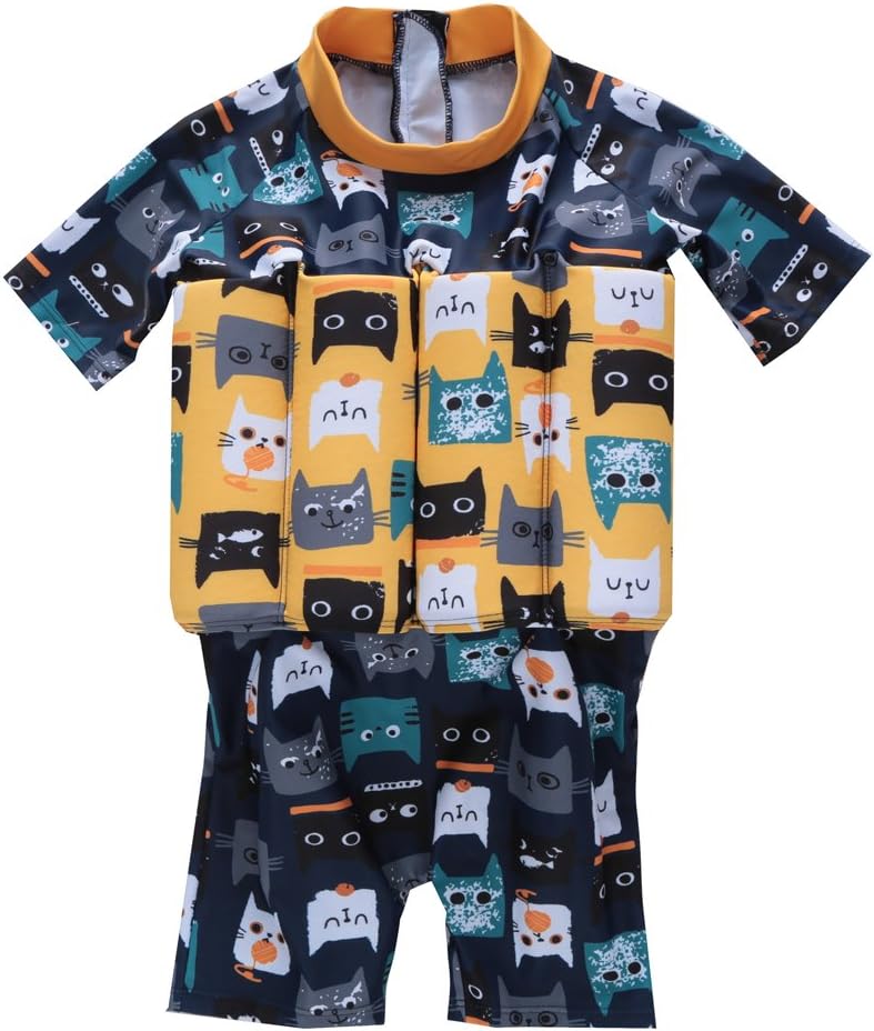 CADong One-Piece Kids Baby Boy Girl Floating Buoyancy Swimsuit Swimwear Float Suit Floating Swim Trainer with Cute Dinosaur Print