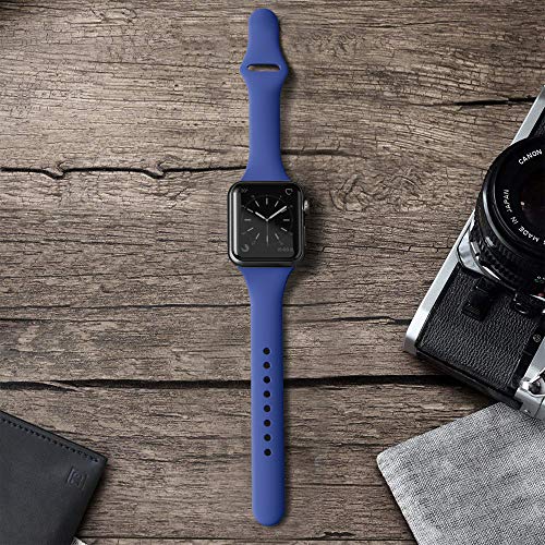 SWEES Sport Silicone Band Compatible Apple Watch 38mm 40mm, Soft Silicone Slim Thin Narrow Small Replacement Strap for iWatch Series 4, Series 3, Series 2, Series 1, Sport & Edition Women, Delft Blue