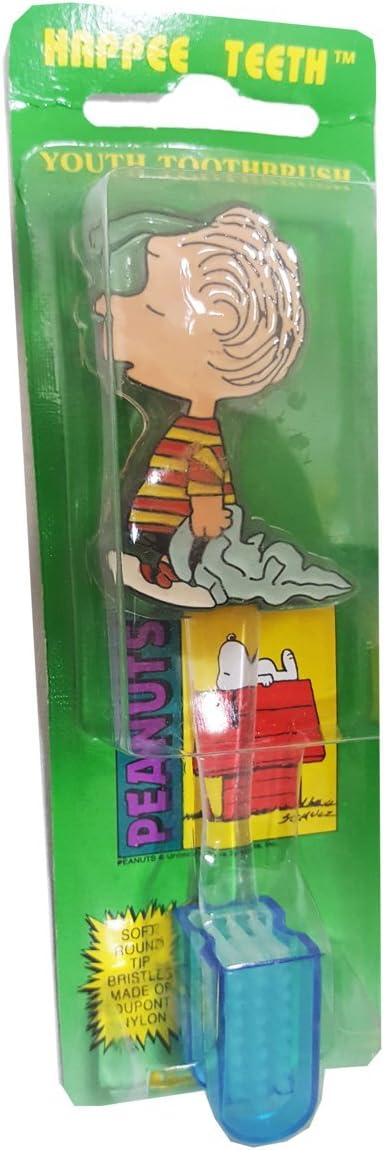Peanuts Linus Soft Bristle Youth Toothbrush with Cap (Clear w/Blue Cap)