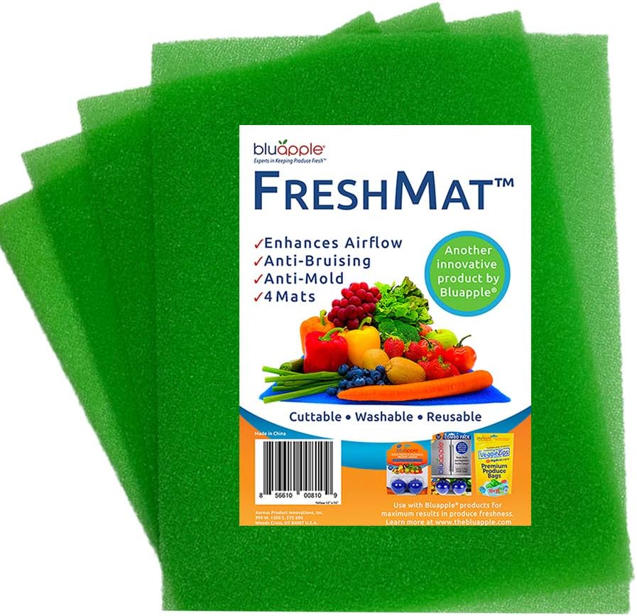 BluApple FreshMat Refrigerator Fruit and Vegetable Shelf Liner to Keep Produce Fresh Longer with 3 Colors to Choose from (Green)