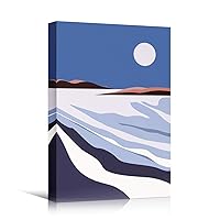 SIGNWIN Canvas Wall Art Orange Sun Over Gray and Purple Mountains and Pink, Blue Ocean Landscape Wilderness Modern Scenic Colorful for Living Room, Bedroom, Office - 12x18 inches