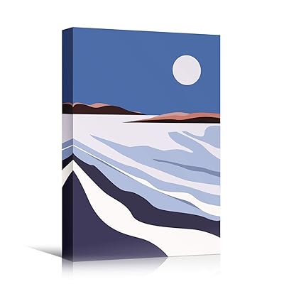 SIGNWIN Canvas Wall Art Orange Sun Over Gray...