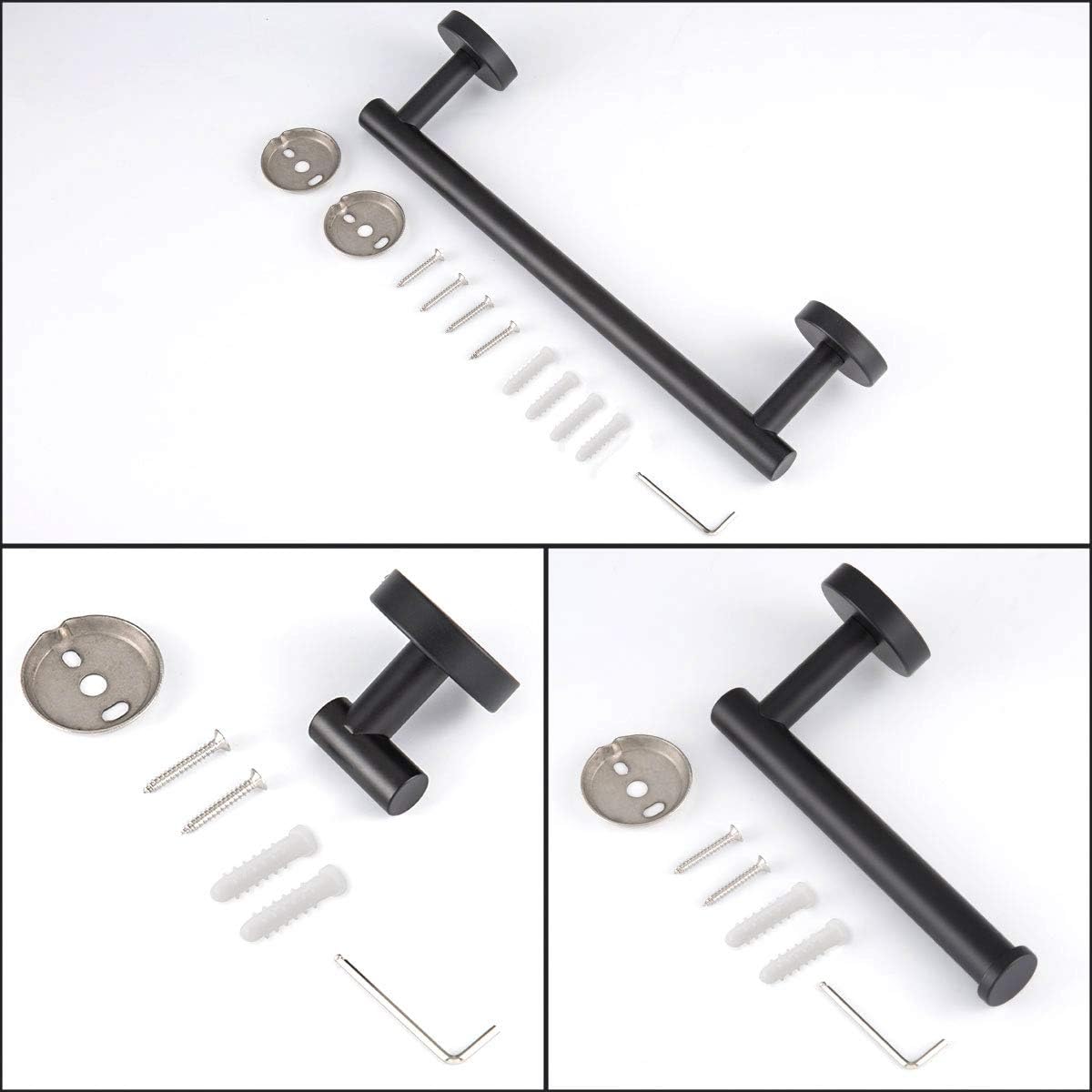 GAPPO Matte Black Bathroom Accessories Stainless Steel Bath Hardware Set Include 12 Inch Hand Towel Bar, Toilet Paper Holder, Robe Towel Hooks: Home & Kitchen