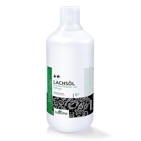 GreenPet Omega 3-Lachsöl 1 Liter reines Naturprodukt für Hunde, Katzen und Pferde - kaltgepresst Barf Ergänzung