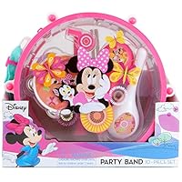 Disney Minnie Mouse Clubhouse Party Band 10 piece Set | 1 Drum 1 Whistle 1 Flute Tambourine 2 Maracas 2 Sticks 2 Castanets | Kids Musical Educational Toy Gift.