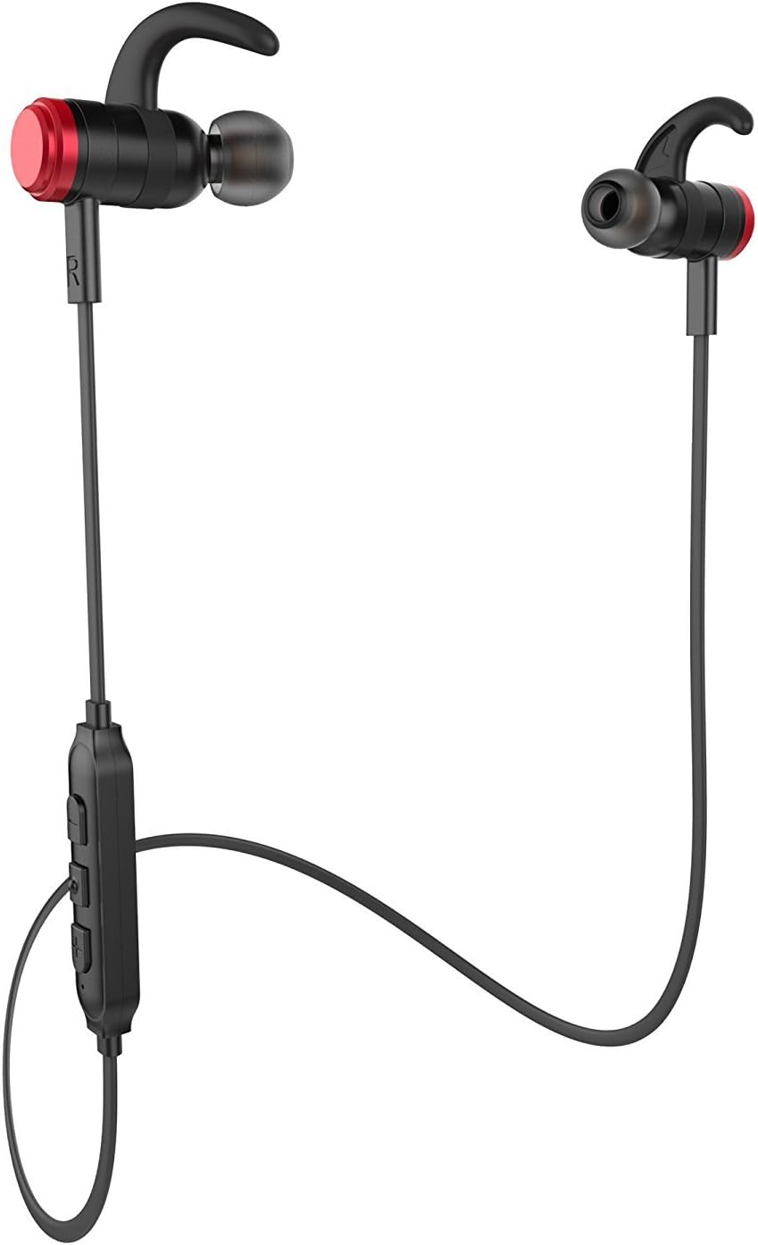 Mxstudio Magnet Bluetooth headphones Wireless Headset Sport Running Earphones with Volume Control Black+Red