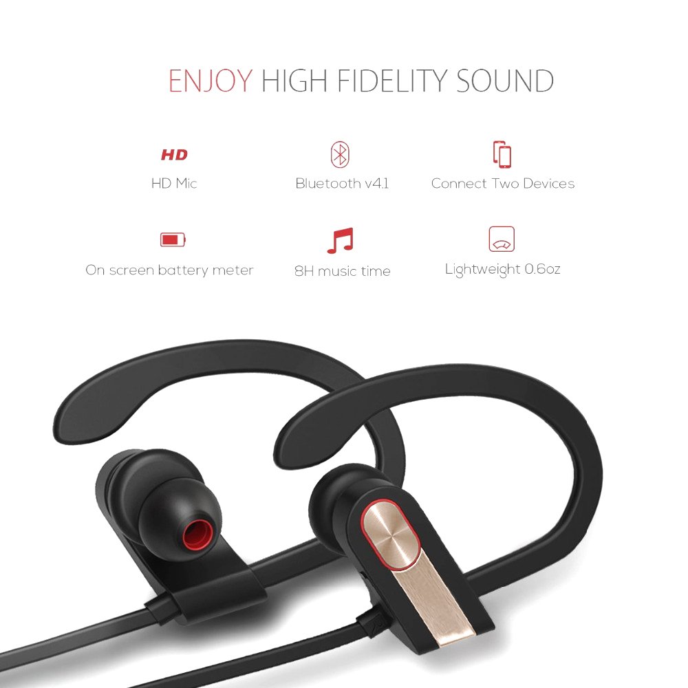 Bluetooth Earphones,XPLUS Bluetooth Headphones with Mic Bass Noise Cancelling, Metal Decorate Bluetooth HD Stereo Headset In-ear Earbuds Earphones with Soft Rubber Ear Hooks (Grey)