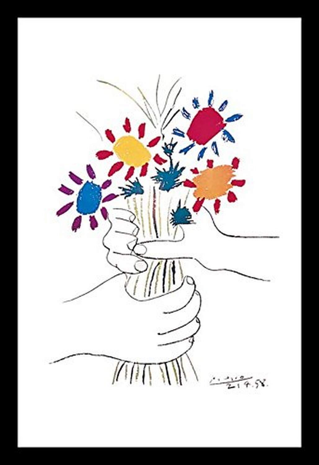 buyartforless IF MUS099X 18x12 1.25 Black Framed Petite Fleurs by Pablo Picasso 18X12 Art Print Post