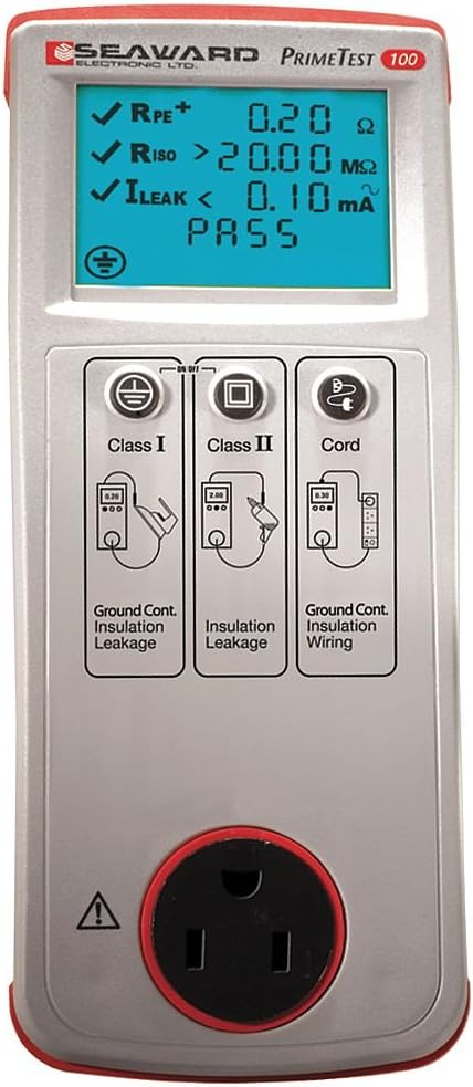 Seaward Primetest 100 PAT Tester, Comes With PAT Log Book, PASS Labels, FAIL Labels, IEC PAT Test Lead, Earth Bond Test Lead, Carry Case PLUS More! by Seaward