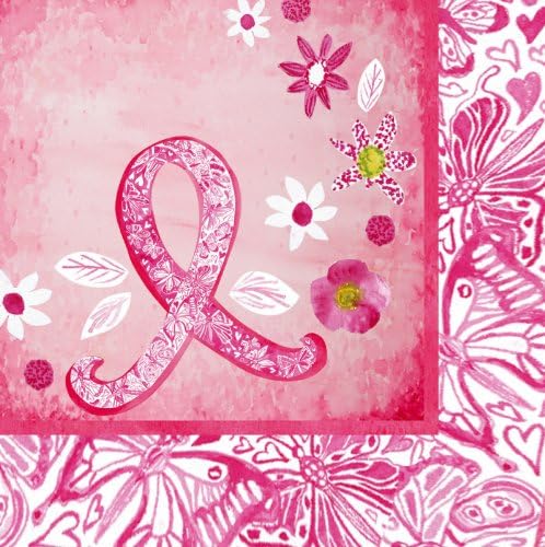 Pink Ribbon Floral Luncheon Napkins