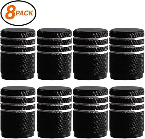 Amazon Wekoil 8個入りタイヤバルブキャップ車輪防塵スタイリッシュなブラックアルミ合金キャップ アメリカバルブメタルキャップ 互換性ある 自動車 トラック 自転車 オートバイク エアバルブキャップ 車 バイク