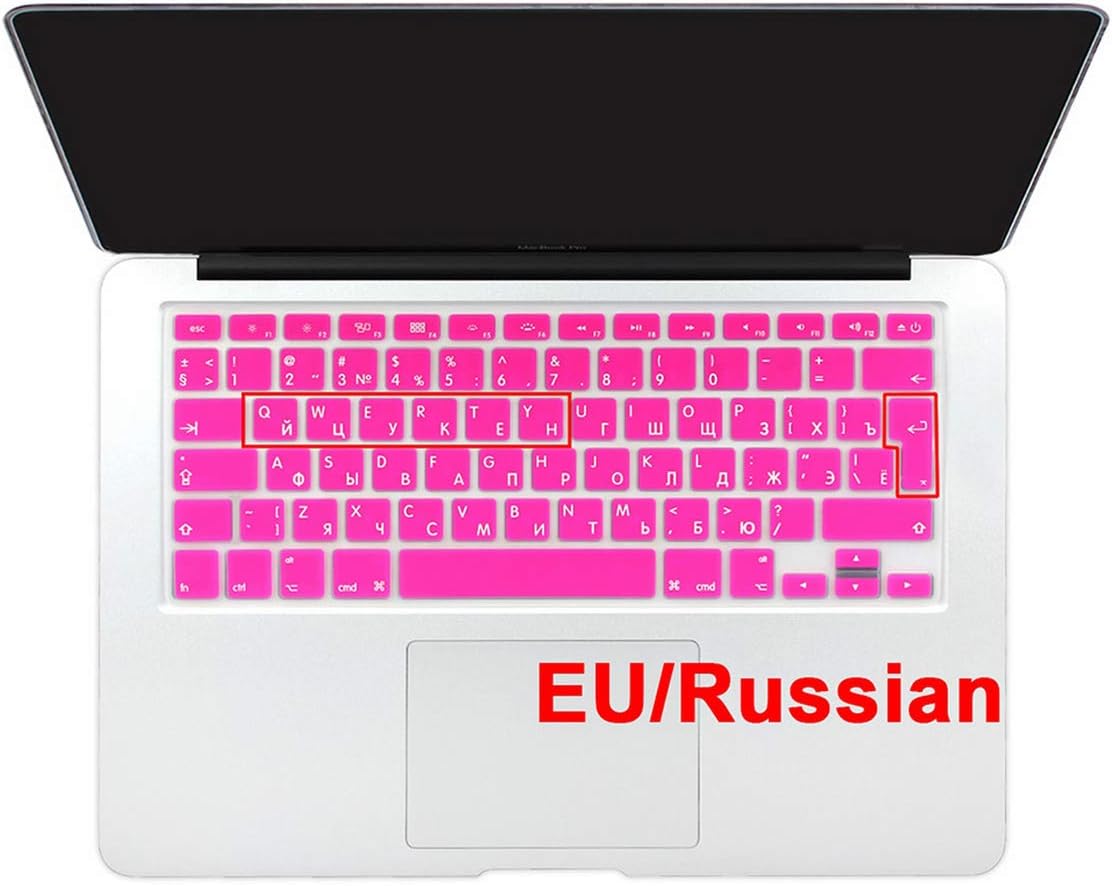 RUSSIAN EU UK Soft Silicone Keyboard Cover Protector Skin for Macbook Pro Air 13 15 17 Retina display Cyrillic Language,Rose red