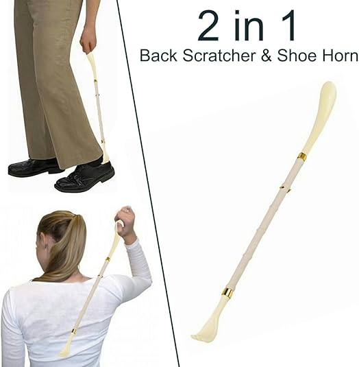 Back Scratcher Shoe Horn 2 in 1 White Colour Polypropylene Plastic Long