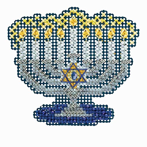 Menorah Beaded Counted Cross Stitch Hanukkah Ornament Kit Mill Hill 2018 Winter Holiday MH181833