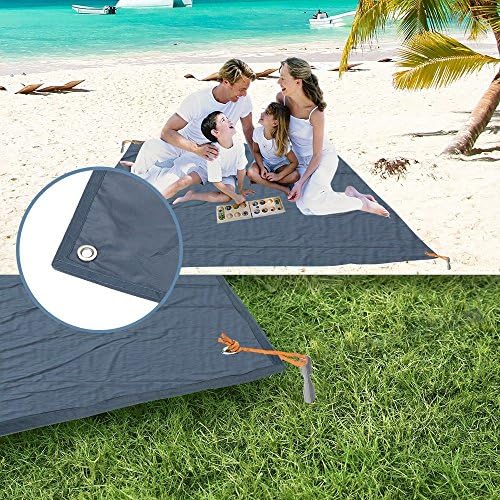 Wosweet Pocket Blankets 6.6' x 5' Durable Sandproof Waterproof Outdoor Beach/ Picnic Mat, Includes Built In Sand Anchors