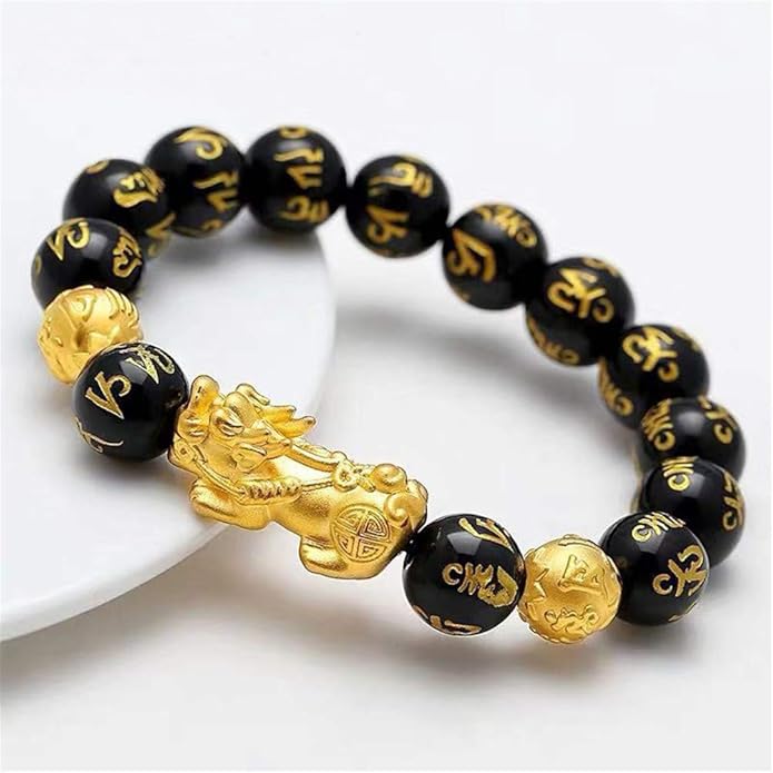 Cavestoff Black Feng Shui Bead Bracelet Chinese Pi Xiu Bracelet Obsidian Wealth Bracelet with