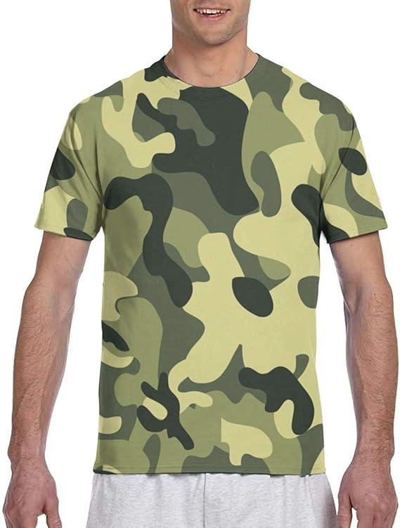 Men Tee ShirtsArmy Green Camo Short Sleeve TShirts Crew Neck T Shirt