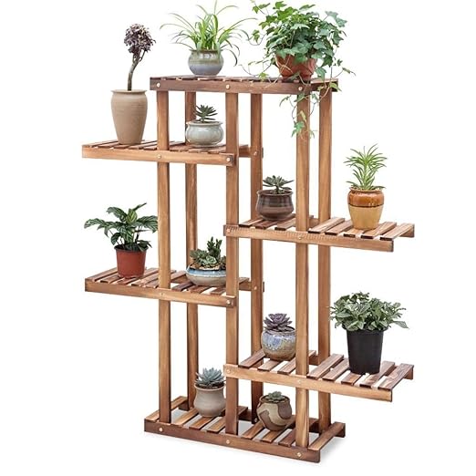chishizhenxiang Soporte de Flores de Madera Maciza Piso Soporte de ...