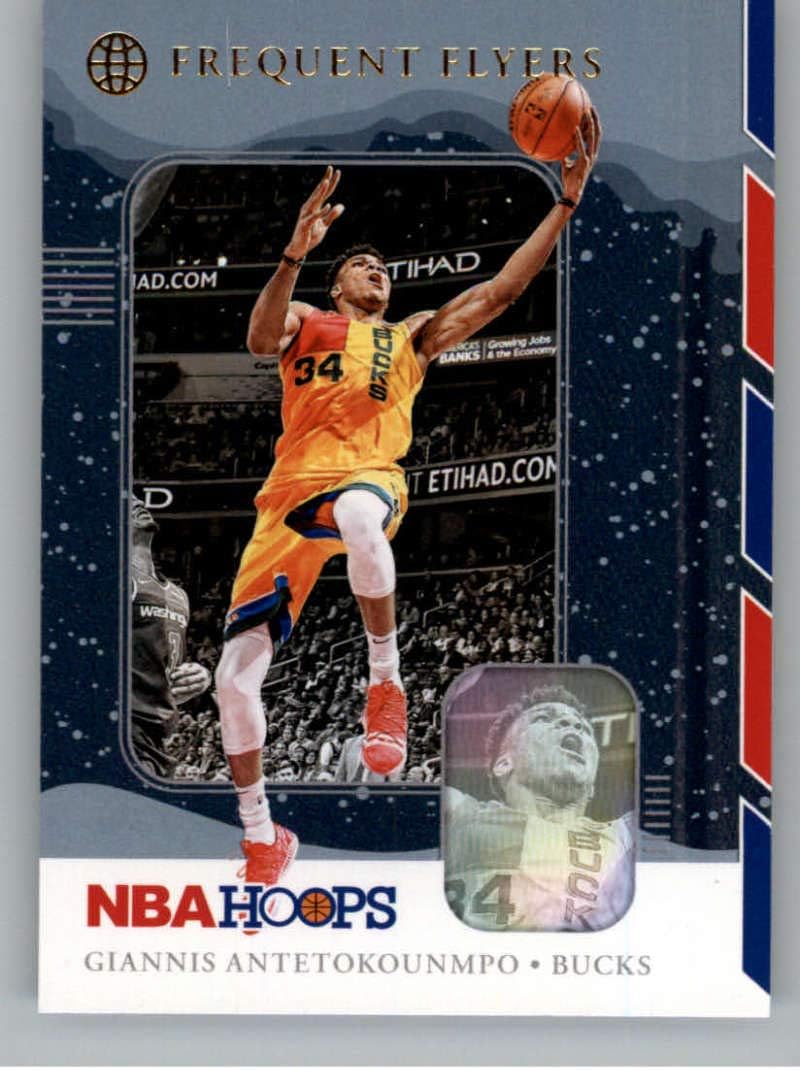 Amazon Com 2019 20 Panini Hoops Frequent Flyers Winter Basketball 3 Giannis Antetokounmpo Milwaukee Bucks Official Christmas Holiday Parallel Trading Card Collectibles Fine Art