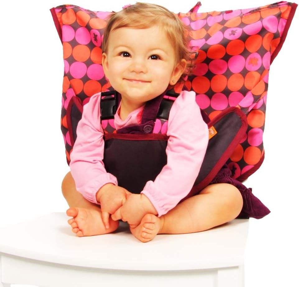 MY LITTLE SEAT Travel High Chair - Pinky Buttons - The Original Portable High Chair For Travel - Travel High Chairs For Babies And Toddlers - Baby Seats For Sitting Up - Travel High Chair